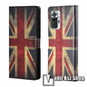 Notesz / mappa tok - BRIT ZÁSZLÓ MINTÁS - oldalra nyíló, rejtett mágneses záródás, belső zseb, asztali tartó funkció, szilikon belső - Xiaomi Redmi Note 10 Pro / Redmi Note 10 Pro Max kép