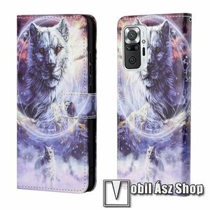 Notesz / mappa tok - FARKAS MINTÁS - oldalra nyíló, rejtett mágneses záródás, belső zseb, asztali tartó funkció, szilikon belső - Xiaomi Redmi Note 10 Pro / Redmi Note 10 Pro Max kép