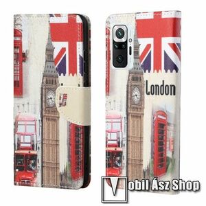 Notesz / mappa tok - LONDON MINTÁS - oldalra nyíló, rejtett mágneses záródás, bankkártyatartó zseb, asztali tartó funkció, szilikon belső - Xiaomi Redmi Note 10 Pro / Redmi Note 10 Pro Max kép