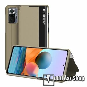 View Window ablakos notesz tok / flip tok - ARANY - oldalra nyíló, asztali tartó funkciós, műanyag belső - Xiaomi Redmi Note 10 Pro / Redmi Note 10 Pro Max kép