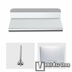 UNIVERZÁLIS asztali telefon, tablet, laptop tartó, alumínium állvány - 11-32mm-ig állítható bölcső, 11-17"-os készülékekhez ajánlott, 150 x 80 x 65mm - EZÜST kép