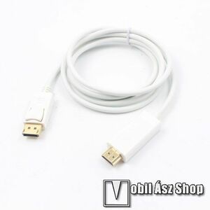 DisplayPort DP - HDMI apa adapter - 180cm hosszú, 1920x1200, 1080p (Full HD) - FEHÉR kép
