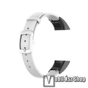 Okosóra szíj - FEHÉR - valódi bőr - 135mm + 98mm hosszú - Huawei Band 4 / Honor Band 5i kép