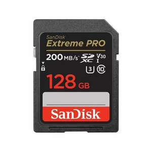 Sandisk 121596, sdxc extreme pro kártya 128gb, 200/90 mb/s , uhs-... kép