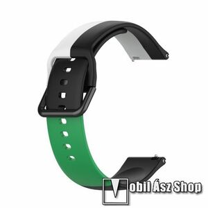 Okosóra szíj - FEKETE / FEHÉR / ZÖLD - szilikon - 88mm + 130mm hosszú, 20mm széles - SAMSUNG Galaxy Watch 42mm / Amazfit GTS / Galaxy Watch3 41mm / HUAWEI Watch GT 2 42mm / Galaxy Watch Active / Active 2 kép