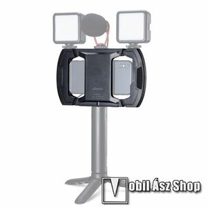 Ulanzi U-Rig UNIVERZÁLIS telefon tartó fotózáshoz - 3 extra 1/4"-es csatlakozó a tetején, max 165 mm-es bölcsővel, univerzális 1/4"-es csatlakozó, csuklópánttal - FEKETE - 186 x 119 mm kép