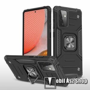 OTT! MAX ARMOR műanyag védő tok / hátlap - FEKETE - szilikon betétes, kitámasztható, fém ujjgyűrűvel, tapadófelület mágneses autós tartóhoz - ERŐS VÉDELEM! - SAMSUNG Galaxy A72 5G (SM-A726F) / Galaxy A72 4G (SM-A725F) kép