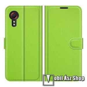 WALLET notesz tok / flip tok - ZÖLD - asztali tartó funkciós, oldalra nyíló, rejtett mágneses záródás, bankkártyatartó zseb, szilikon belső - SAMSUNG Galaxy Xcover 5 (SM-G525F) kép