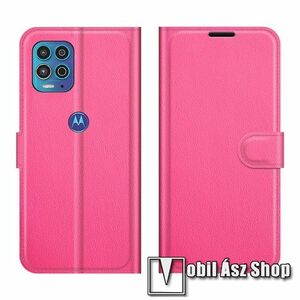 WALLET notesz tok / flip tok - MAGENTA - asztali tartó funkciós, oldalra nyíló, rejtett mágneses záródás, bankkártyatartó zseb, szilikon belső - MOTOROLA Edge S / Moto G100 kép