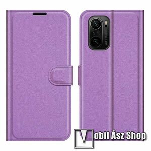 WALLET notesz tok / flip tok - LILA - asztali tartó funkciós, oldalra nyíló, rejtett mágneses záródás, bankkártyatartó zseb, szilikon belső - Xiaomi Redmi K40 / Redmi K40 Pro / Redmi K40 Pro Plus / Mi 11i / Mi 11X / Mi 11X Pro / Poco F3 kép