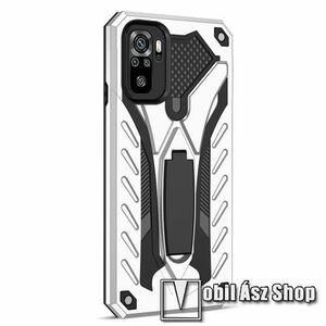 OTT! PHANTOM KNIGHT műanyag védő tok / hátlap - EZÜST - szilikon betétes, kitámasztható, erősített sarkok - ERŐS VÉDELEM! - Xiaomi Redmi Note 10 / Note 10S / Poco M5s kép
