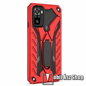 OTT! PHANTOM KNIGHT műanyag védő tok / hátlap - PIROS - szilikon betétes, kitámasztható, erősített sarkok - ERŐS VÉDELEM! - Xiaomi Redmi Note 10 / Note 10S / Poco M5s kép
