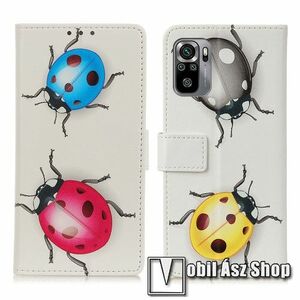 Notesz / mappa tok - KATICA MINTÁS - oldalra nyíló, rejtett mágneses záródás, bankkártyatartó zseb, asztali tartó funkció, szilikon belső - Xiaomi Redmi Note 10 / Note 10S / Poco M5s kép