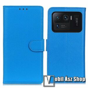 WALLET notesz tok / flip tok - KÉK - asztali tartó funkciós, oldalra nyíló, rejtett mágneses záródás, bankkártyatartó zseb, szilikon belső - Xiaomi Mi 11 Ultra kép