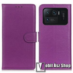 WALLET notesz tok / flip tok - LILA - asztali tartó funkciós, oldalra nyíló, rejtett mágneses záródás, bankkártyatartó zseb, szilikon belső - Xiaomi Mi 11 Ultra kép