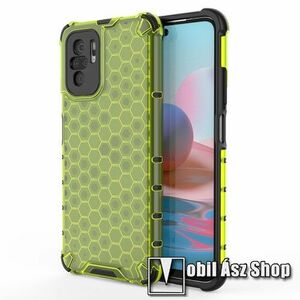 OTT! HONEYCOMB műanyag védő tok / hátlap - ZÖLD - szilikon belső, erősített sarkok, méhsejt mintás, ERŐS VÉDELEM! - Xiaomi Redmi Note 10 / Note 10S / Poco M5s kép