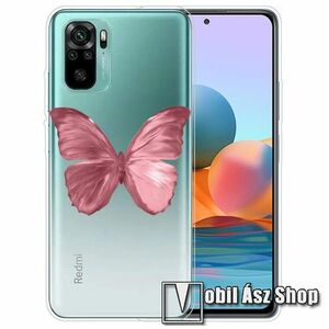Szilikon védő tok / hátlap - RÓZSASZÍN PILLANGÓ MINTÁS - ÁTLÁTSZÓ - Xiaomi Redmi Note 10 / Note 10S / Poco M5s kép