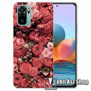 Szilikon védő tok / hátlap - PIROS VIRÁG MINTÁS - Xiaomi Redmi Note 10 / Note 10S / Poco M5s kép