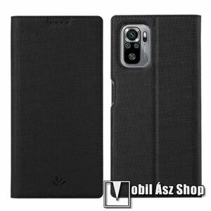 VILI DMX SLIM DESIGN notesz / mappa tok - FEKETE - oldalra nyíló flip cover, asztali tartó funkció, mágneses záródás, szilikon belső - Xiaomi Redmi Note 10 / Note 10S / Poco M5s - GYÁRI kép
