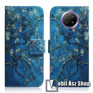 Notesz / mappa tok - VIRÁGZÓ FA MINTÁS - oldalra nyíló, rejtett mágneses záródás, belső zseb, asztali tartó funkció, szilikon belső - Xiaomi Redmi Note 9T 5G / Redmi Note 9 5G kép