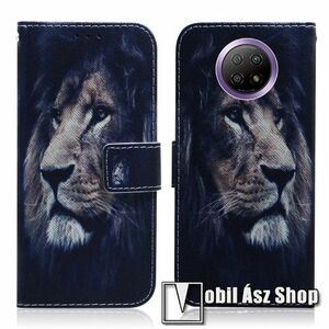 Notesz / mappa tok - OROSZLÁN MINTÁS - oldalra nyíló, rejtett mágneses záródás, belső zseb, asztali tartó funkció, szilikon belső - Xiaomi Redmi Note 9T 5G / Redmi Note 9 5G kép