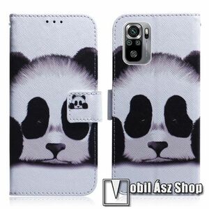 Notesz / mappa tok - PANDA MINTÁS - oldalra nyíló, rejtett mágneses záródás, belső zseb, asztali tartó funkció, szilikon belső - Xiaomi Redmi Note 10 / Note 10S / Poco M5s kép