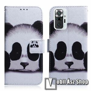 Notesz / mappa tok - PANDA MINTÁS - oldalra nyíló, rejtett mágneses záródás, belső zseb, asztali tartó funkció, szilikon belső - Xiaomi Redmi Note 10 Pro / Redmi Note 10 Pro Max kép