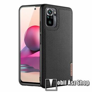 DUX DUCIS FINO műanyag védő tok / hátlap - szilikon szegély, SZÖVETTEL BEVONT HÁTLAP - FEKETE - Xiaomi Redmi Note 10 / Note 10S / Poco M5s - GYÁRI kép