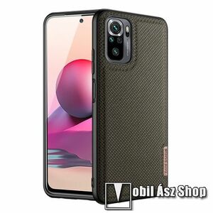 DUX DUCIS FINO műanyag védő tok / hátlap - szilikon szegély, SZÖVETTEL BEVONT HÁTLAP - SÖTÉTZÖLD - Xiaomi Redmi Note 10 / Note 10S / Poco M5s - GYÁRI kép