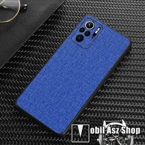 Műanyag védőtok / hátlap - KÉK - szilikon keret, szövettel bevont hátlap - Xiaomi Redmi Note 10 / Note 10S / Poco M5s kép