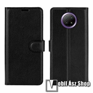 WALLET notesz tok / flip tok - FEKETE - asztali tartó funkciós, oldalra nyíló, rejtett mágneses záródás, bankkártyatartó zseb, szilikon belső - Xiaomi Redmi Note 9T 5G / Redmi Note 9 5G kép