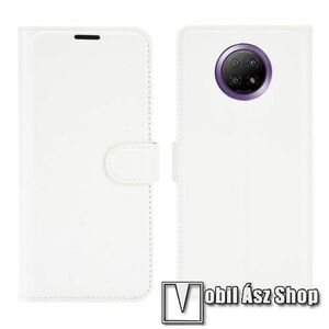 WALLET notesz tok / flip tok - FEHÉR - asztali tartó funkciós, oldalra nyíló, rejtett mágneses záródás, bankkártyatartó zseb, szilikon belső - Xiaomi Redmi Note 9T 5G / Redmi Note 9 5G kép