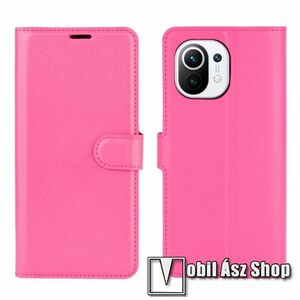 WALLET notesz tok / flip tok - MAGENTA - asztali tartó funkciós, oldalra nyíló, rejtett mágneses záródás, bankkártyatartó zseb, szilikon belső - Xiaomi Mi 11 kép