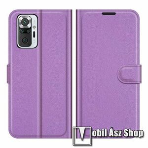 WALLET notesz tok / flip tok - LILA - asztali tartó funkciós, oldalra nyíló, rejtett mágneses záródás, bankkártyatartó zseb, szilikon belső - Xiaomi Redmi Note 10 Pro / Redmi Note 10 Pro Max kép