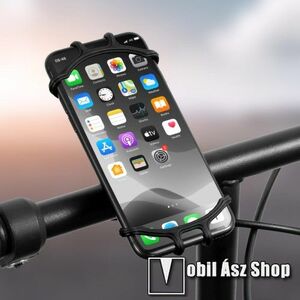 WEST BIKING UNIVERZÁLIS biciklis / kerékpáros tartó konzol mobiltelefon készülékekhez - FEKETE - 360°-ban forgatható, kormányra rögzíthető, szilikon, 65mm x 125mm kép