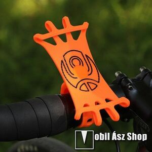 WEST BIKING UNIVERZÁLIS biciklis / kerékpáros tartó konzol mobiltelefon készülékekhez - NARANCSSÁRGA - 360°-ban forgatható, kormányra rögzíthető, szilikon, 65mm x 125mm kép