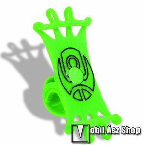 WEST BIKING UNIVERZÁLIS biciklis / kerékpáros tartó konzol mobiltelefon készülékekhez - ZÖLD - 360°-ban forgatható, kormányra rögzíthető, szilikon, 65mm x 125mm kép