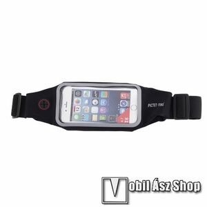 PICTET FINO RH01 UNIVERZÁLIS ÖVTÁSKA - FEKETE - állítható pánt, ultravékony, cseppálló, cipzár, fülhallgató kivezető nyílás - belső telefon méret: 150 x 80 x 15mmmax. 5.5"-os készülékekhez kép