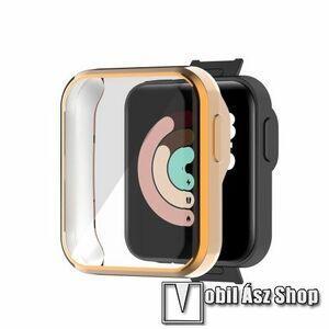 Okosóra szilikon védő tok / keret - GALVANIZÁLT ROSE GOLD - Szilikon előlapvédő is! - Xiaomi Mi Watch Lite / Xiaomi Redmi Watch kép
