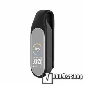 Okosóra csiptető - FEKETE - szilikon, zsebre, övre csíptethető - Xiaomi Mi Band 5 / Mi Band 6 / Mi Band 7 / Amazfit Band 5 kép