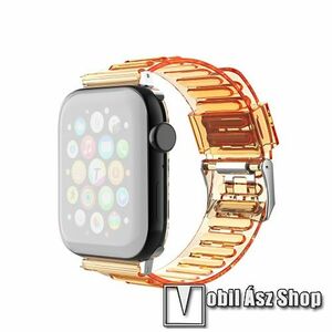 Okosóra szíj - szilikon - ÁTTETSZŐ NARANCSSÁRGA - 120mm+80mm hosszú, 22mm széles - SAMSUNG Galaxy Watch 46mm / Watch GT2 46mm / Watch GT 2e / Galaxy Watch3 45mm / Honor MagicWatch 2 46mm kép