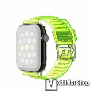 Okosóra szíj - szilikon - ÁTTETSZŐ ZÖLD - 120mm+80mm hosszú, 22mm széles - SAMSUNG Galaxy Watch 46mm / Watch GT2 46mm / Watch GT 2e / Galaxy Watch3 45mm / Honor MagicWatch 2 46mm kép