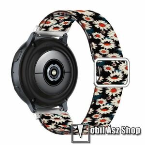 Okosóra szíj - szövet, sztreccses, állítható - KRIZANTÉM MINTÁS - 222mm hosszú, 22mm széles - SAMSUNG Galaxy Watch 46mm / Watch GT2 46mm / Watch GT 2e / Galaxy Watch3 45mm / Honor MagicWatch 2 46mm kép