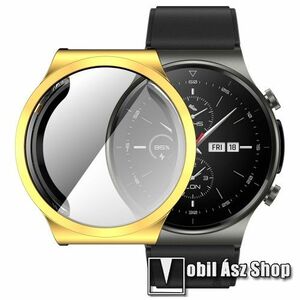 Okosóra szilikon védő tok / keret - GALVANIZÁLT ARANY - Szilikon előlapvédő is! - HUAWEI Watch GT 2 Pro kép