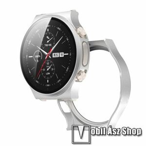 Okosóra műanyag védő tok / keret - EZÜST - 9H edzett üveg előlap védő is! - HUAWEI Watch GT 2 Pro kép