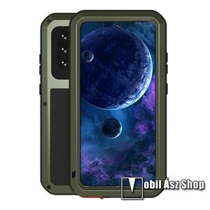 LOVE MEI Powerful defender védő tok / hátlap - ütésálló, Gorilla Glass üveg, fém keret, szilikon betétes - SÖTÉTZÖLD - SAMSUNG Galaxy A52 5G (SM-A526F) / A52 4G (SM-A525F) / A52s 5G (SM-A528B / SM-A528B/DS) - GYÁRI kép