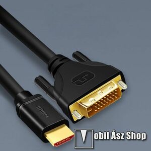 HDMI-DVI-D KÁBEL - v1.4 HDMI dugó, 4K 1080P támogatás, 3m hosszú, aranyozott csatlakozók - FEKETE kép