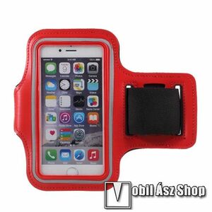 UNIVERZÁLIS SPORT tok / karpánt - PIROS - állítható, fülhallgató kivezetés, 27cm hosszú karpánt, belső méret: 150 x 80 mm kép