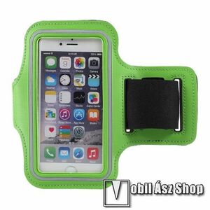 UNIVERZÁLIS SPORT tok / karpánt - ZÖLD - állítható, fülhallgató kivezetés, 27cm hosszú karpánt, belső méret: 150 x 80 mm kép