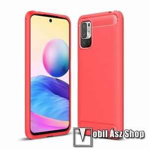 OTT! CARBON szilikon védő tok / hátlap - PIROS - karbon mintás, ERŐS VÉDELEM! - Xiaomi Redmi Note 10 5G / Redmi Note 10T 5G / Poco M3 Pro 5G kép